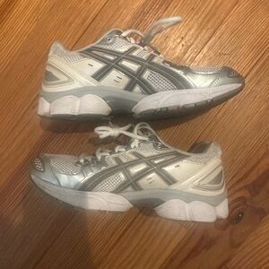 Silver and White Athletic Sneakers